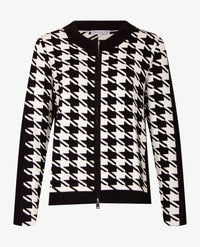 Passioni - Vest  met rits - Gebreid - Pied de cocq -  zwart off-white