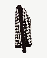 Passioni - Vest  met rits - Gebreid - Pied de cocq -  zwart off-white