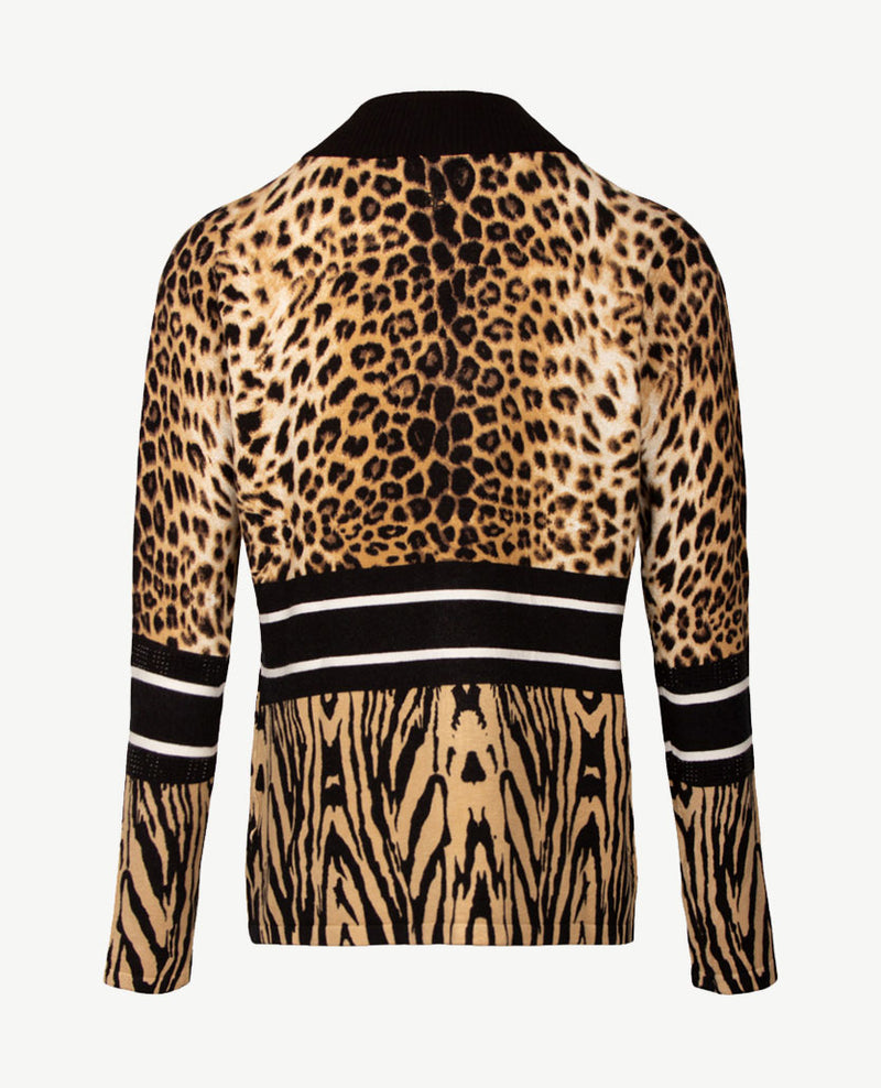 Passioni - Vest met rits - Gebreid - Zwart, off-white en beiges