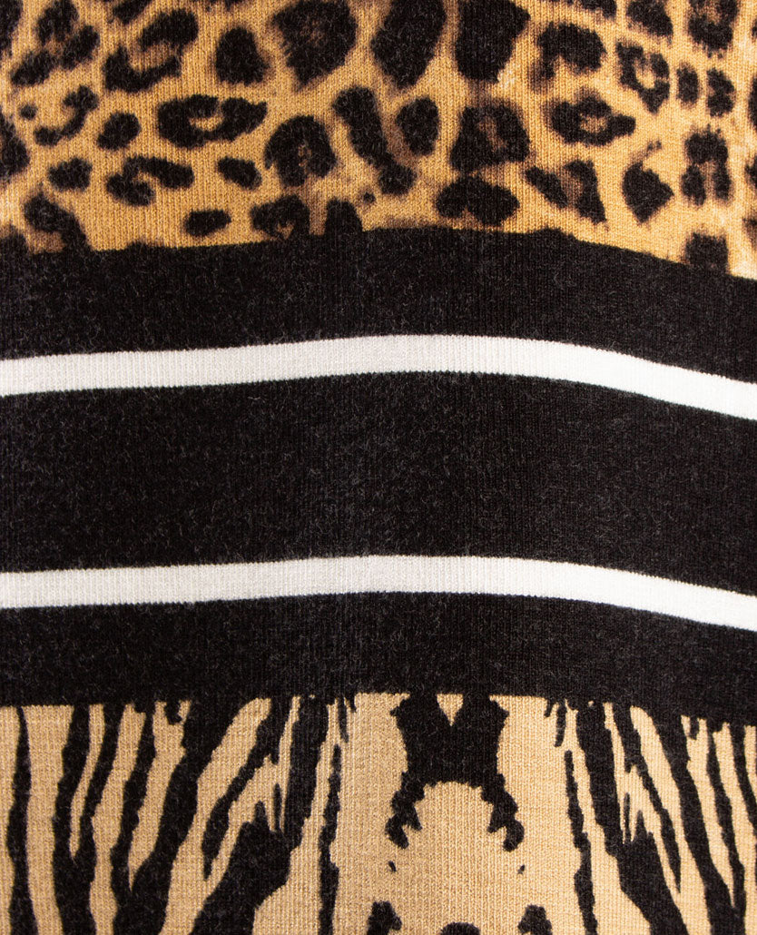 Passioni - Vest met rits - Gebreid - Zwart, off-white en beiges