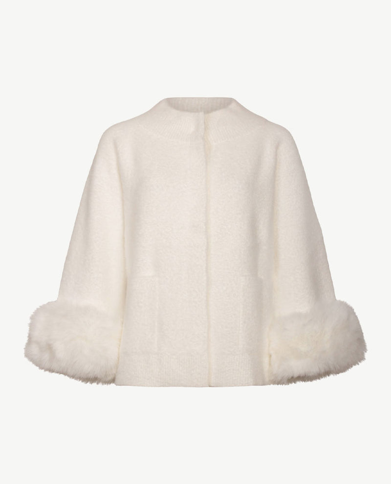 Passioni - Vestjasje - Gebreid met faux bont - Off - white
