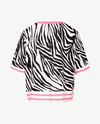 Passioni - Vest - ronde hals - Pink, wit en zwart
