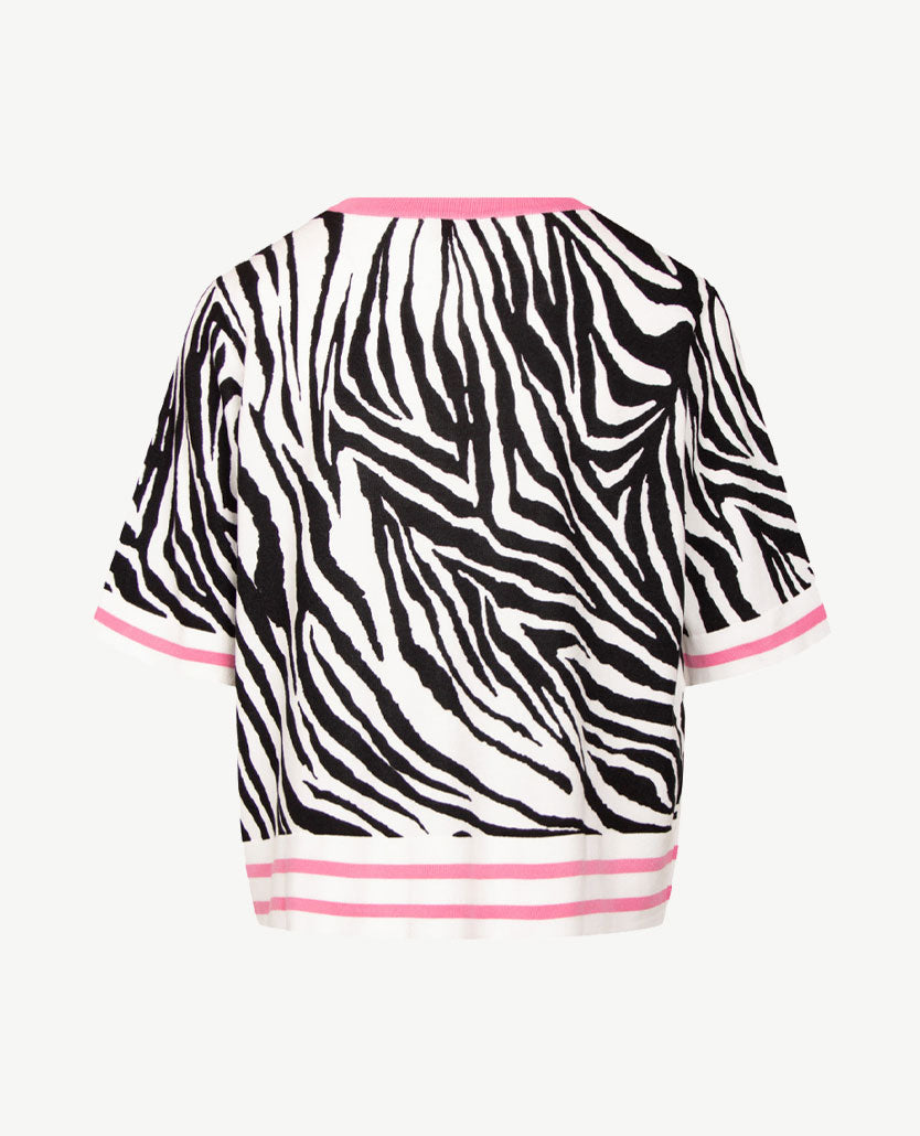 Passioni - Vest - ronde hals - Pink, wit en zwart
