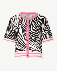 Passioni - Vest - ronde hals - Pink, wit en zwart