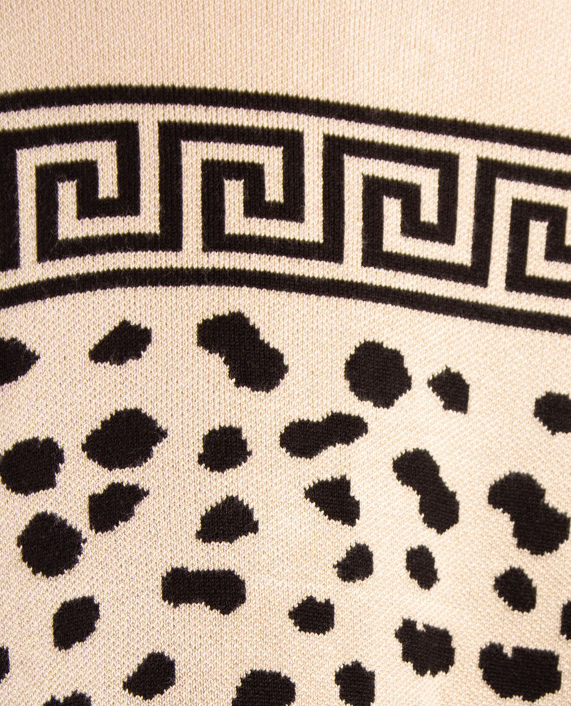 Passioni - Damesvest - Gebreid  met knopen - Zwart met camel