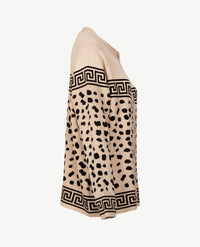 Passioni - Damesvest - Gebreid  met knopen - Zwart met camel