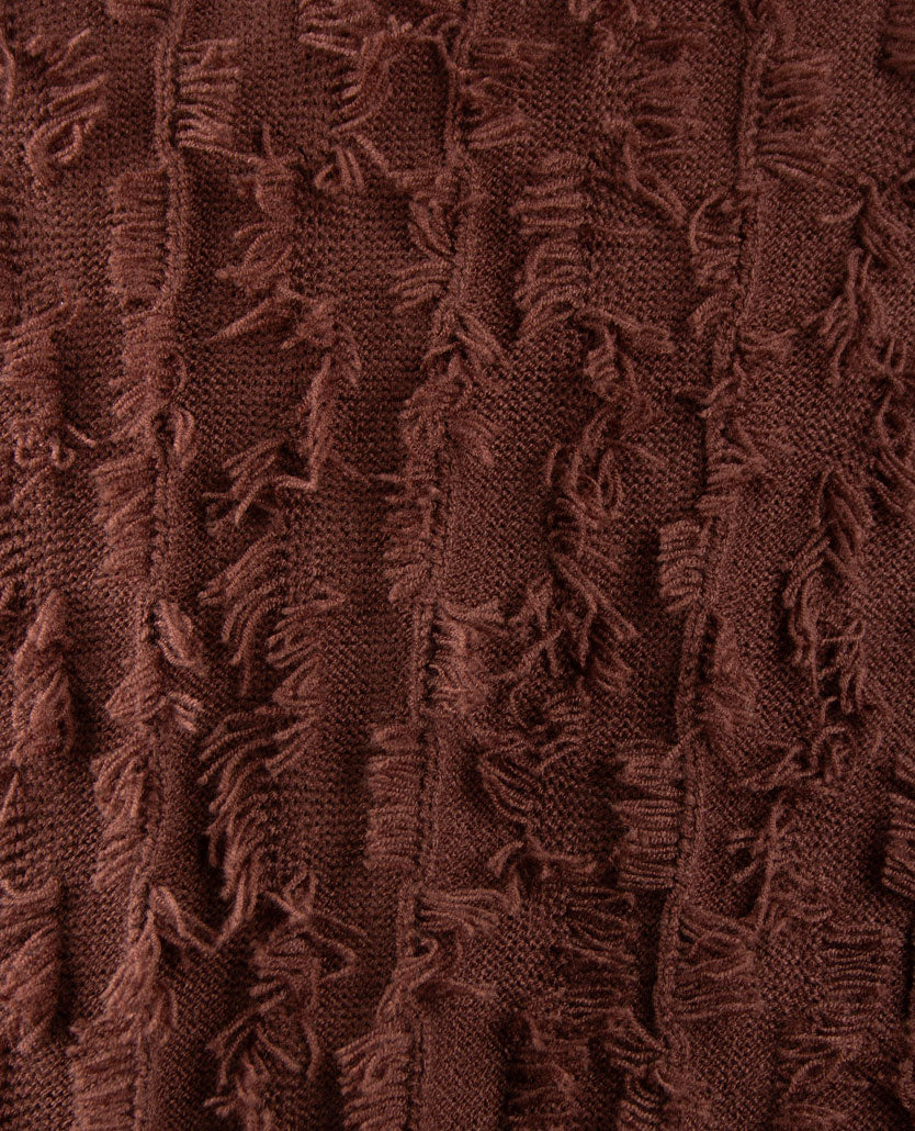 Passioni - Damesvest - Gebreid  met knopen - Choco met fringes