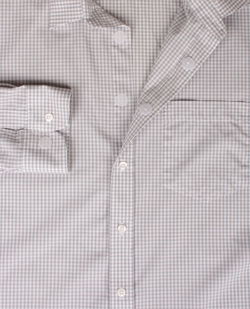 No Buttons®  by D.Y.P - Overhemd met klittenbandsluiting - Ruitje grijs met wit