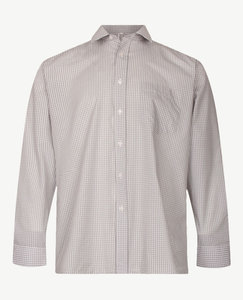 No Buttons®  by D.Y.P - Overhemd met klittenbandsluiting - Ruitje grijs met wit