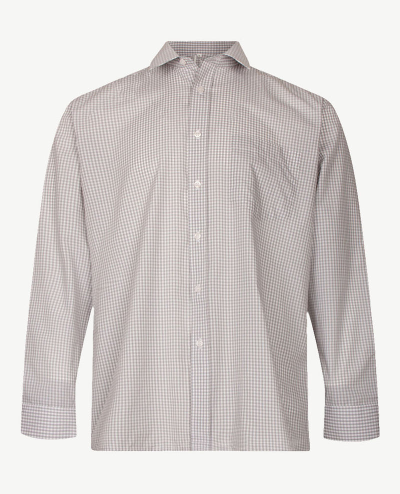 No Buttons®  by D.Y.P - Overhemd met klittenbandsluiting - Ruitje grijs met wit