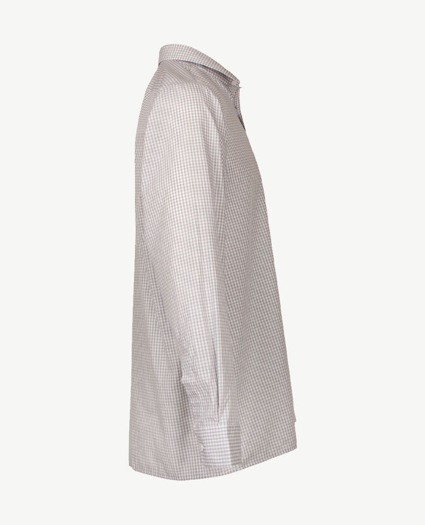 No Buttons®  by D.Y.P - Overhemd met klittenbandsluiting - Ruitje grijs met wit