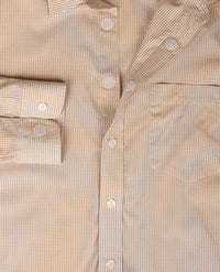 No Buttons®  by D.Y.P - Overhemd met klittenbandsluiting - Pepitaruitje beige en wit