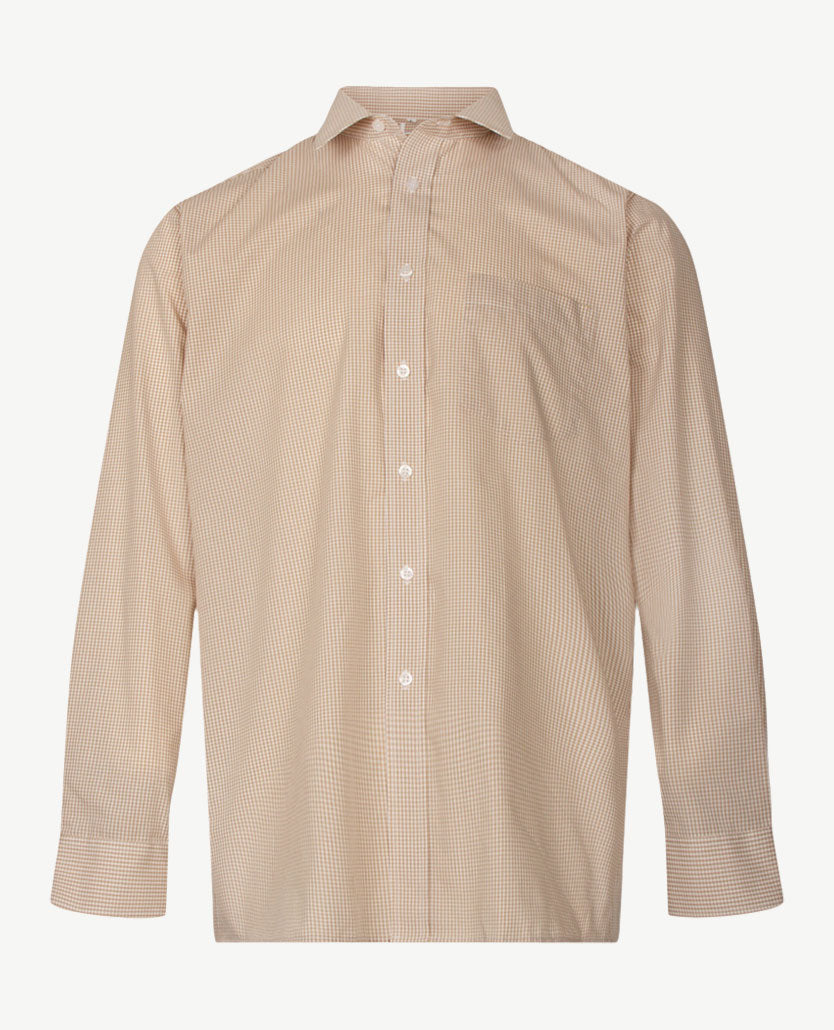 No Buttons®  by D.Y.P - Overhemd met klittenbandsluiting - Pepitaruitje beige en wit