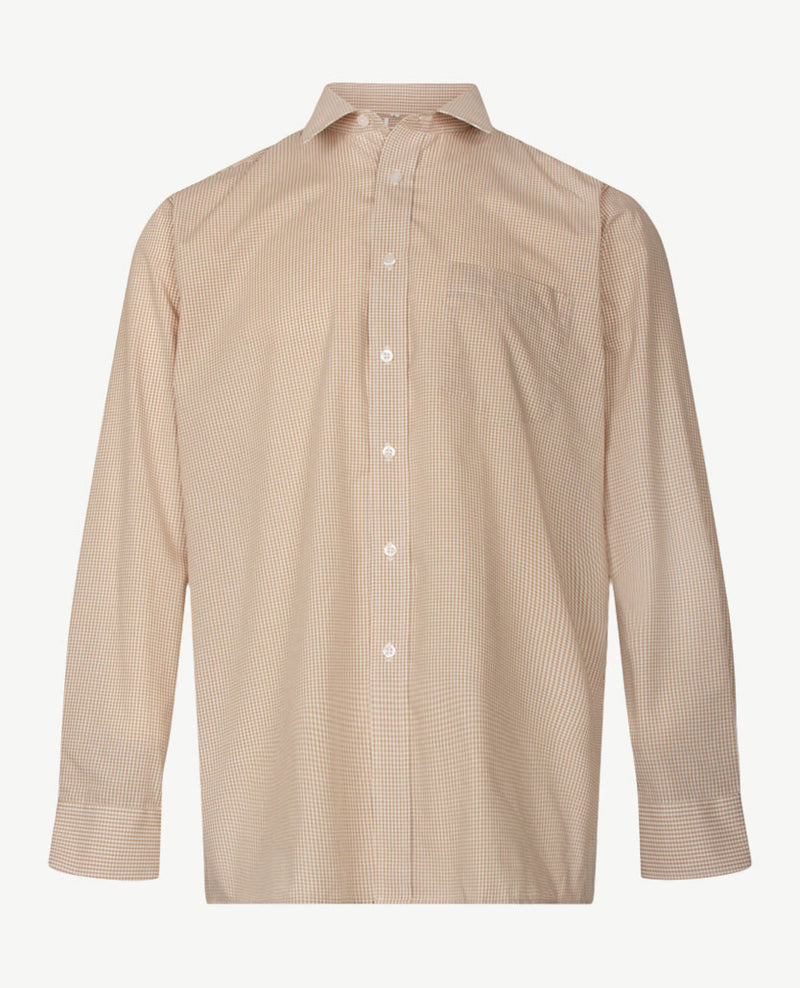 No Buttons®  by D.Y.P - Overhemd met klittenbandsluiting - Pepitaruitje beige en wit