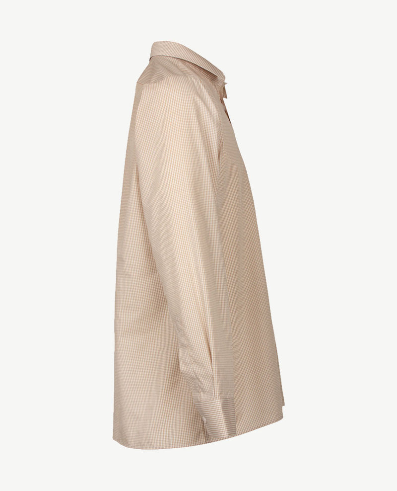 No Buttons®  by D.Y.P - Overhemd met klittenbandsluiting - Pepitaruitje beige en wit