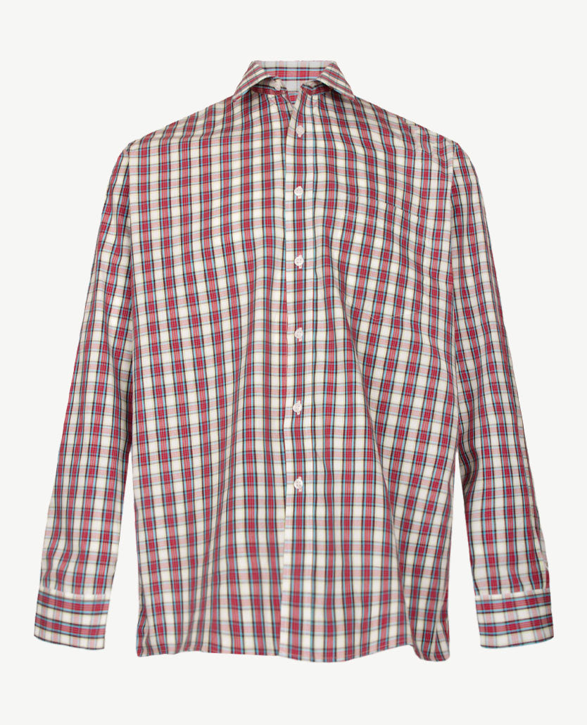 No Buttons®  by D.Y.P - Overhemd met klittenbandsluiting - Patrick - Ruitje met rood, blauw en wit