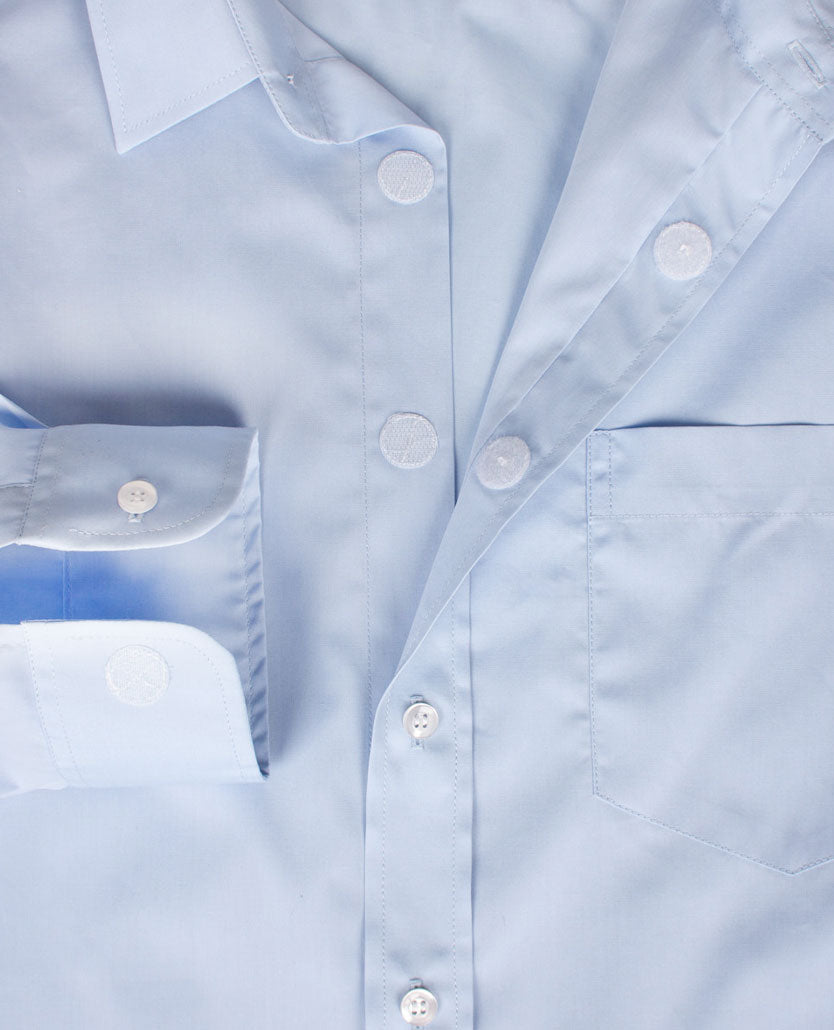 No Buttons®  by D.Y.P - Overhemd met klittenbandsluiting - Patrick - Licht blauw