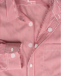 No Buttons®  by D.Y.P - Overhemd met klittenbandsluiting - Patrick - Streep donkerrood met wit