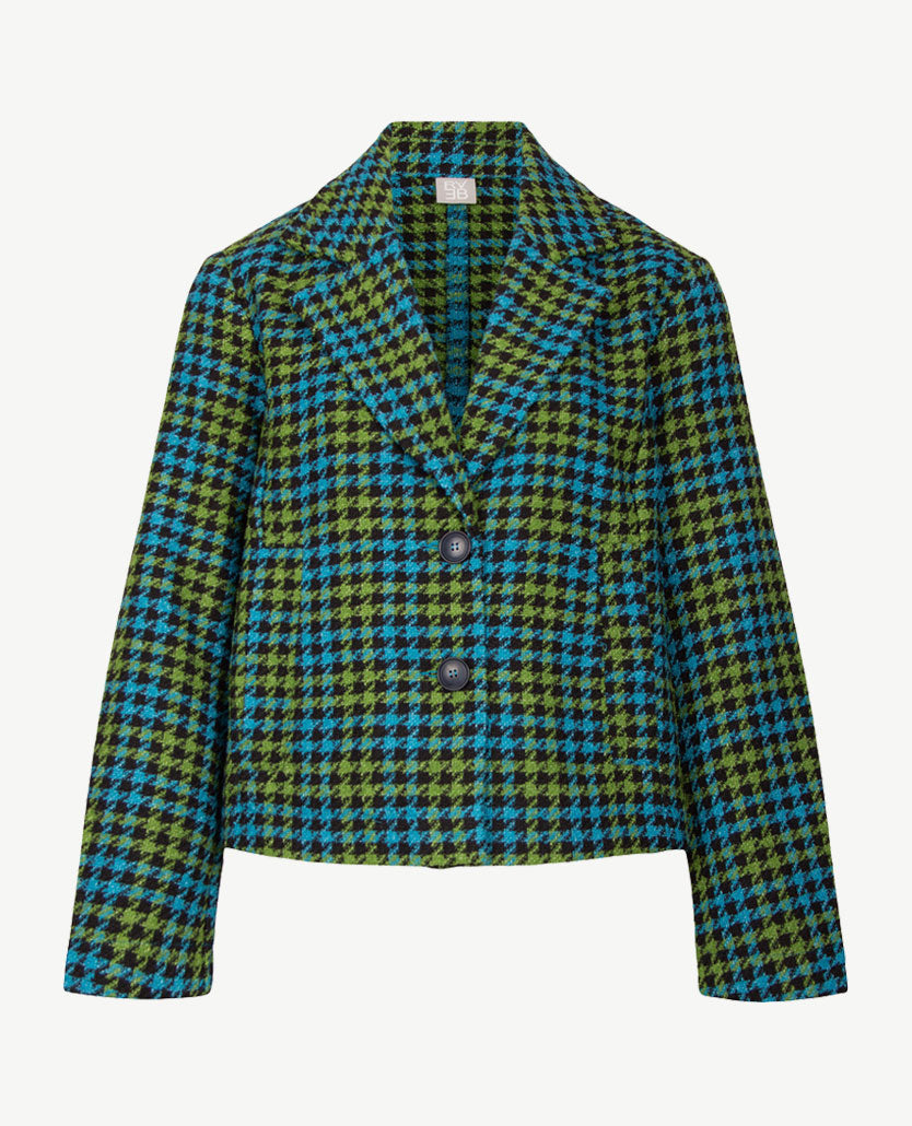 Rabe - Vestjasje  met zakjes - Pied de cocq met turquoise, zwart en groen