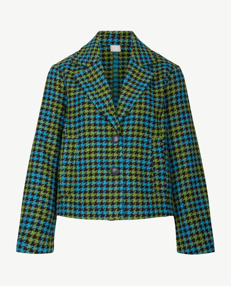 Rabe - Vestjasje  met zakjes - Pied de cocq met turquoise, zwart en groen