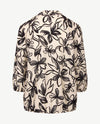 Rabe - Blouson met ronde v-hals - Crêpe - Off-white met navy