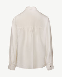 Rabe - Damesblouse - Opstaand boordje en strik - Off-white