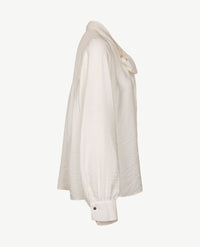 Rabe - Damesblouse - Opstaand boordje en strik - Off-white