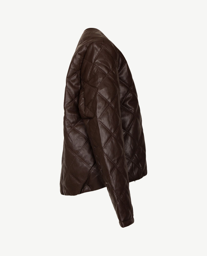Rabe - Vestjasje  voor dames met zakken - gevoerd - Faux leer - Choco