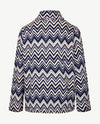 Rabe - Lichte pullover met coll - Zigzag zwart, off-white, staalblauw en beige