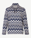 Rabe - Lichte pullover met coll - Zigzag zwart, off-white, staalblauw en beige