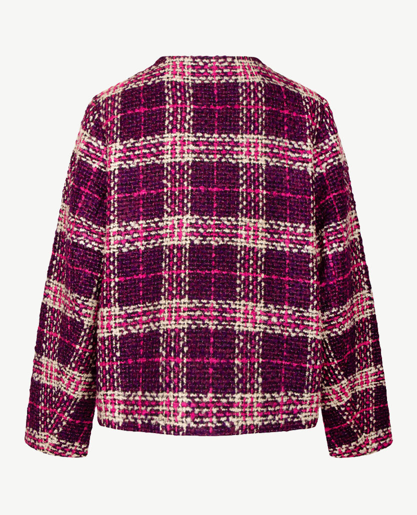 Rabe - Vest 'Chanel' - Bouclé met paars, burgundy, off-white en grijs