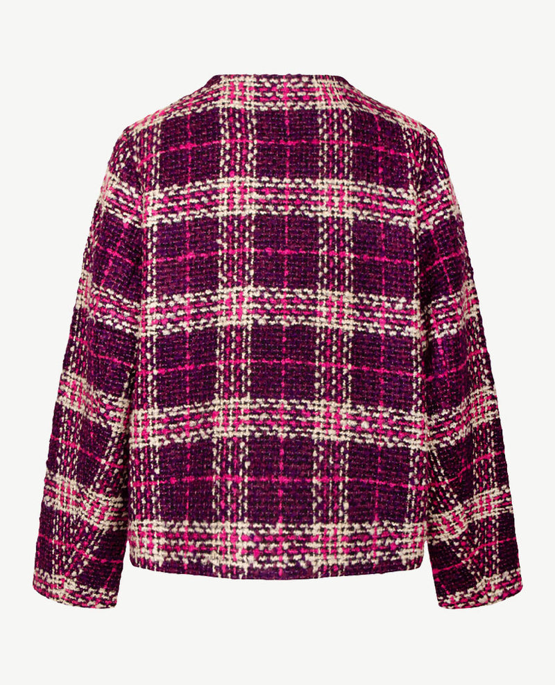 Rabe - Vest 'Chanel' - Bouclé met paars, burgundy, off-white en grijs