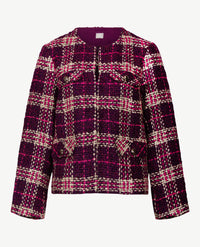 Rabe - Vest 'Chanel' - Bouclé met paars, burgundy, off-white en grijs
