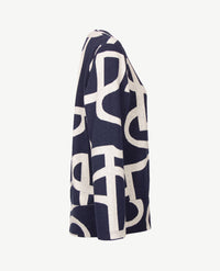 Rabe - Dunne damespullover - Jersey - dessin navy met grijs zijkant