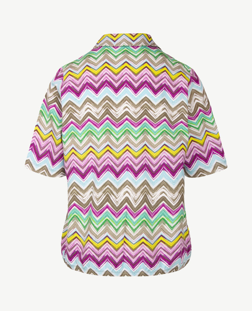 Rabe - Blouson met polokraag - Zigzag lila, kahki, groen en wit