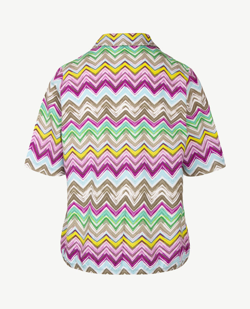 Rabe - Blouson met polokraag - Zigzag lila, kahki, groen en wit