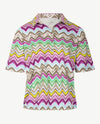Rabe - Blouson met polokraag - Zigzag lila, kahki, groen en wit