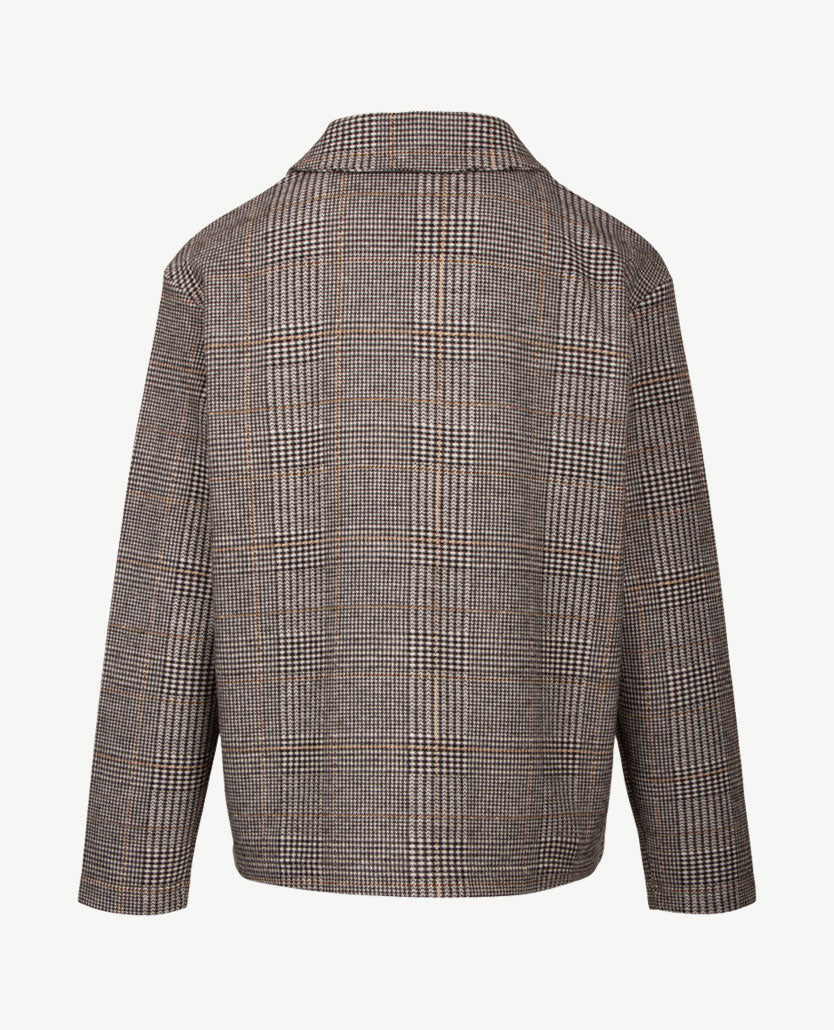 Rabe - Top Polo met rits - Pied de poule - Zwart, grijs, off-white en beige