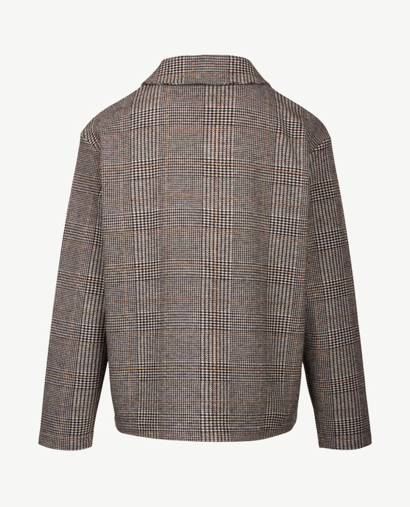 Rabe - Top Polo met rits - Pied de poule - Zwart, grijs, off-white en beige