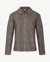 Rabe - Top Polo met rits - Pied de poule - Zwart, grijs, off-white en beige