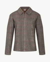 Rabe - Top Polo met rits - Pied de poule - Zwart, grijs, off-white en beige