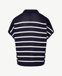 Rabe - Polo - Streep navy met wit en glansje