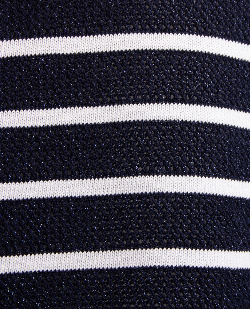Rabe - Polo - Streep navy met wit en glansje