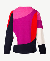 Rabe - Pullover - Ronde hals - Rose met navy, red-orange en off-white