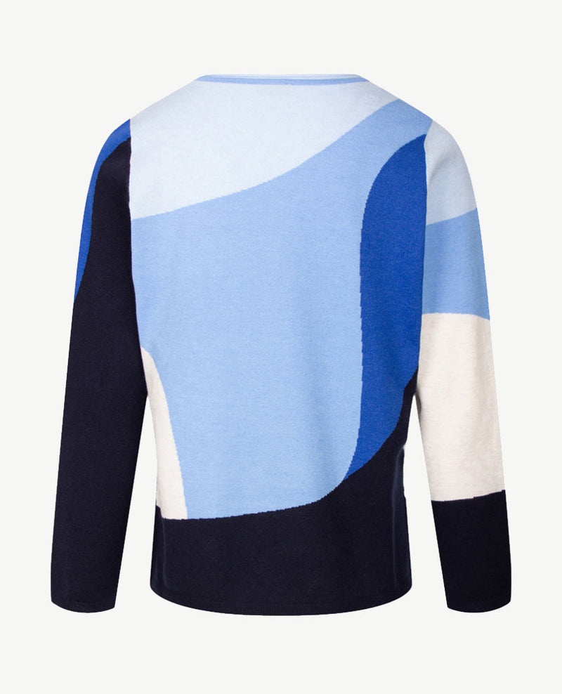 Rabe - Pullover - Ronde hals - Blauwen met navy en off-white