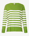 Rabe - Lichte pullover - Ronde hals - Mosgroen, off-white en glansdraadje