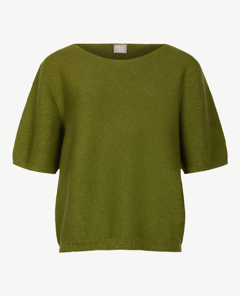 Rabe - Lichte pullover - Ronde hals - Mosgroen met glans