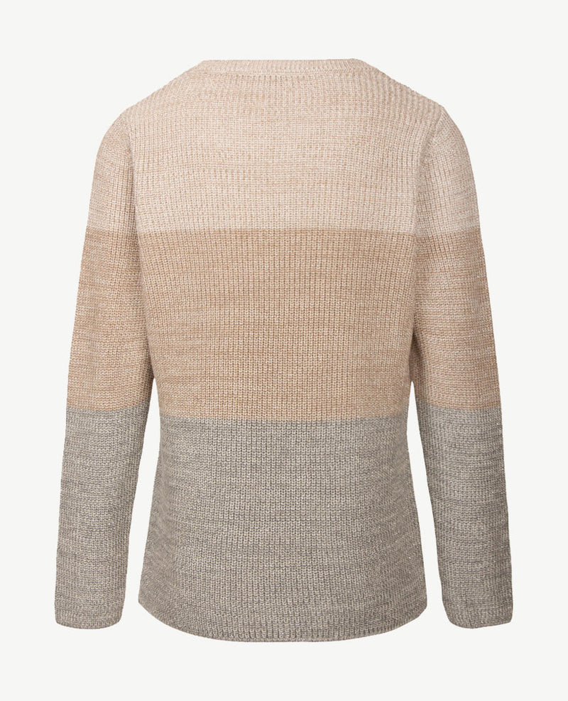 Rabe - Pullover - Ronde hals - Beiges met grijs en glansje