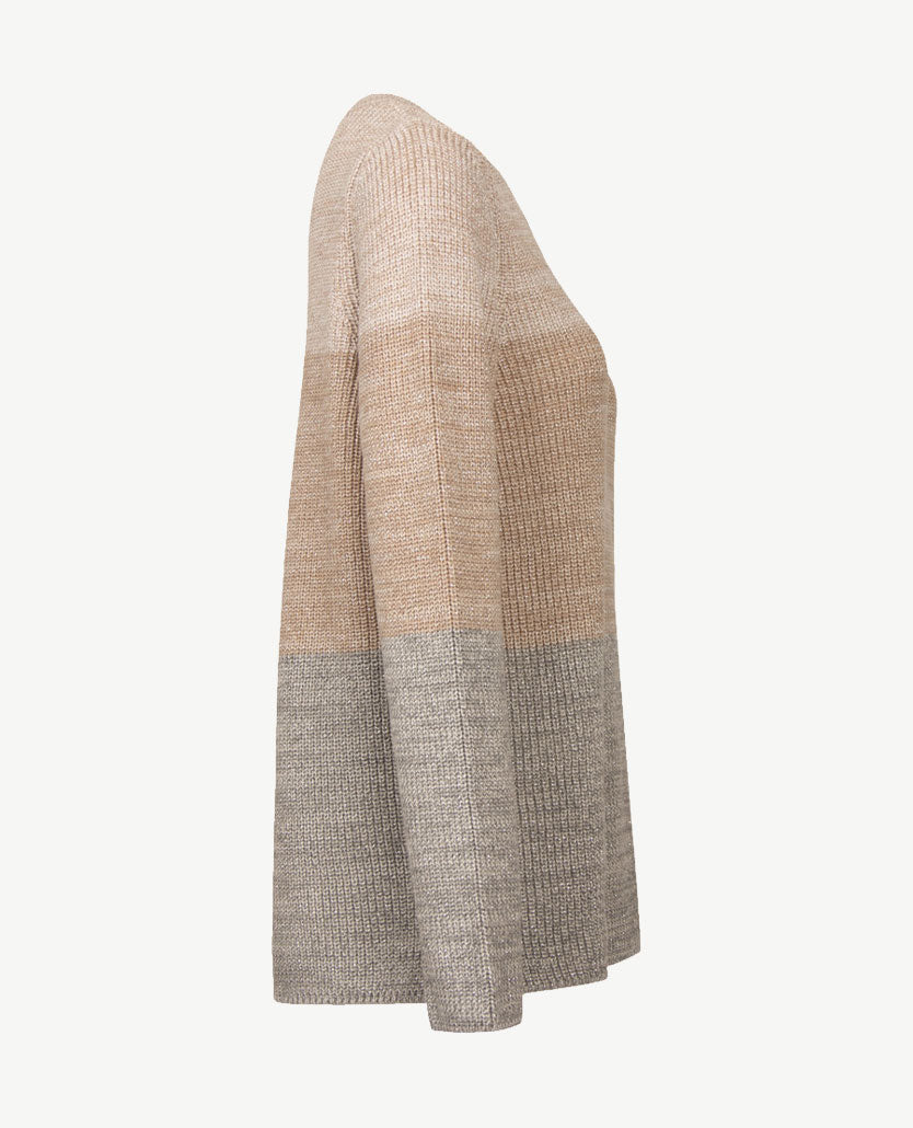Rabe - Pullover - Ronde hals - Beiges met grijs en glansje