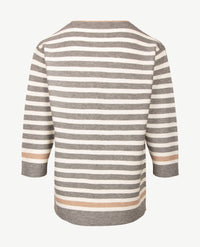 Rabe - Pullover - Ronde hals - Streep grijs, off-white en beige